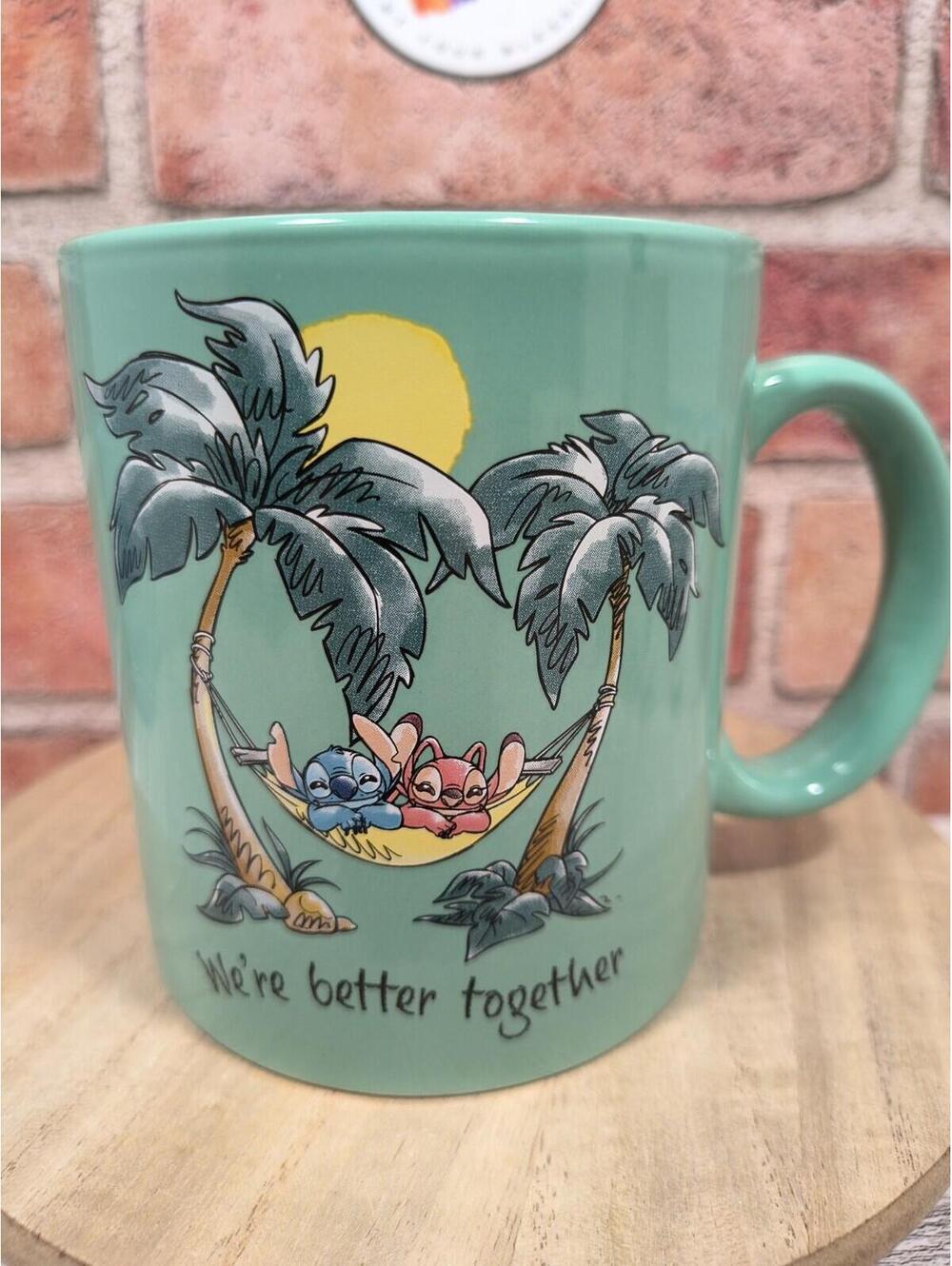 Silver Buffalo Disney Stitch & Angel 20oz Ceramic Mug We're Better Together NWT